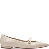 Tamaris Womens Flat Strap Pomp - Ivory Patent - 36