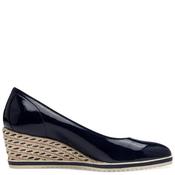 Tamaris Womens Patent Wedge Court Shoe - Navy Patent - 36 image