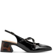 Tamaris Womens Low Heel Strap Sling Back - Black Patent - 38