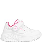 Skechers Girls Uno Lite Strap Trainer - White Hot Pink - K7/Eu24 image