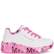 Skechers Girls Uno Lite Lace Trainer - White Pink - J3/Eu36 image