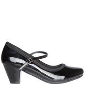 Nine To Five Lds Strap Court Shoe - Black Patent - 36