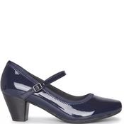 Nine To Five Lds Strap Court Shoe - Navy Patent - 36 image