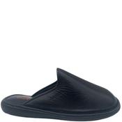 Berevere Mens Mule Slipper - Black Leather - 45