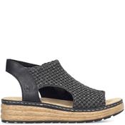 Rieker Womens Wedge High Front Sandal - Black - 37 image