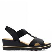 Rieker Womens Wedge Strap Sandal - Black - 37 image