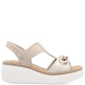 Rieker Womens Wedge Strap Sandal - Beige - 39