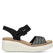 Rieker Womens Wedge Strap Sandal - Black - 38 image