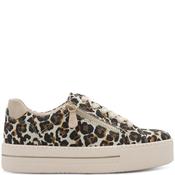 Jana Womens Zip Lace Trainer - Beige Animal Print - 37