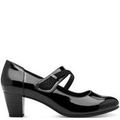 Jana Womens Low Heel Strap Court Shoe - Black Patent - 38