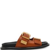 Steve Madden Womens Flat Strap Sandal - Cognac Leather - 37 image