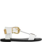 Steve Madden Womens Flat Sandal - White Leather - 39 image