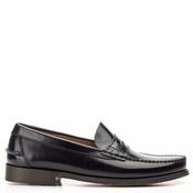 Hecho Mens Slip On Loafer - Black Leather - 43