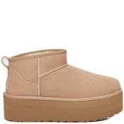Ugg Womens Platform Fur Lined Ankle Boot - Sand Suede - 4