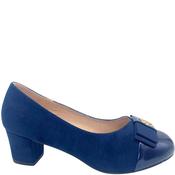 Coco Ritz Womens Bow Low Heel Court Shoe - Navy Suede - 39 image