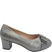 Coco Ritz Womens Bow Low Heel Court Shoe - Pewter Metallic - 38 image