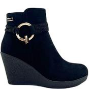 Redz Womens Wedge Zip Ankle Boot - Black Suede - 39 image