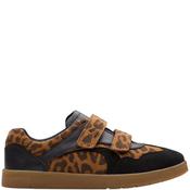 Clarks Kids Strap Trainer - Leopard Animal Print - Uk K12