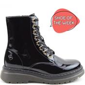 Heavenly Feet Womens Lace Zip Ankle Boot - Black Patent - 4 image
