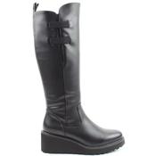 Heavenly Feet Womens Wedge High Leg Boot - Black - 4