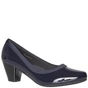 Nine To Five Med Heel Court Shoe - Navy Patent - 39 image
