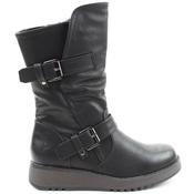 Heavenly Feet Womens Wedge Zip Boot - Black - 5 image