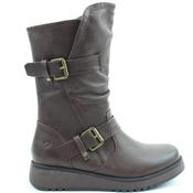 Heavenly Feet Womens Wedge Zip Boot - Chocolate - 4 image