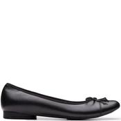 Clarks Womens Flat Bow Pomp - Black Leather - Uk 8