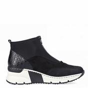 Rieker Womens Wedge Zip Ankle Boot - Black White - 40 image