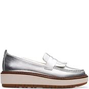 Clarks Womens Low Wedge Loafer - Silver Metallic - Uk 8