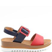 Heavenly Feet Womens Wedge Strap Sandal - Red Navy - 36 image
