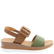Heavenly Feet Womens Wedge Strap Sandal - Tan Khaki - 36 image