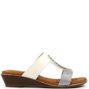Lunar Womens Low Wedge Strap Sandal - White - 5 image