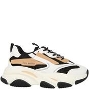 Steve Madden Womens Lace Trainer - White Black Tan - 36 image