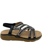 Sponge Womens Flat Ankle Strap Sandal - Black - 36 image