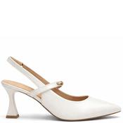 Redz Womens Mid Heel Strap Sling Back - White Patent - 39