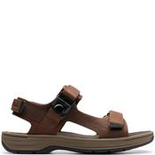 Clarks Mens 3 Strap Velcro Sandal - Dark Brown Leather - 12 image