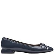 Clarks Womens Low Heel Bow Pomp - Navy Patent - Uk 7