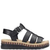 Rieker Womens Wedge Strap Sandal - Black - 37 image