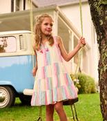 Hatley S26NSK2015 Neon Summer Stripes Woven Play Dress • Pauls of Kilkenny image