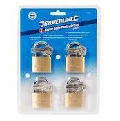 Silverline Brass Padlock Keyed Alike 4pk 40mm image