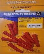 Expandet Light Rosett 6x35mm Red Plasterboard Plugs