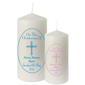 Christening Candles - Oval Border - Personalised Gift