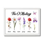 Birth Flower Family Frame - Personalised Gift image