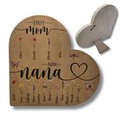 Grandmother Wooden Heart Plaque - Personalised Gift