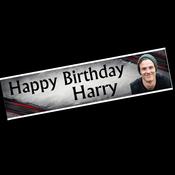 Grey Grunge Photo Birthday Banner - Personalised Gift