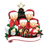 Opening Presents Family of 4 Christmas Decoration, Personalised Gift