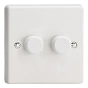 VARILIGHT 2-Gang 2-Way V-Pro Push On/Off Rotary LED Dimmer 2 x 0-120W- JQP252W