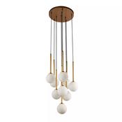 Lux &amp; Belle 9Lt Multi Drop Pendant Gold Metal &amp; Opal Glass | 82603-BR image