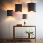 Grey Velvet Drum Lampshade-L16VELDRUM/GRY image